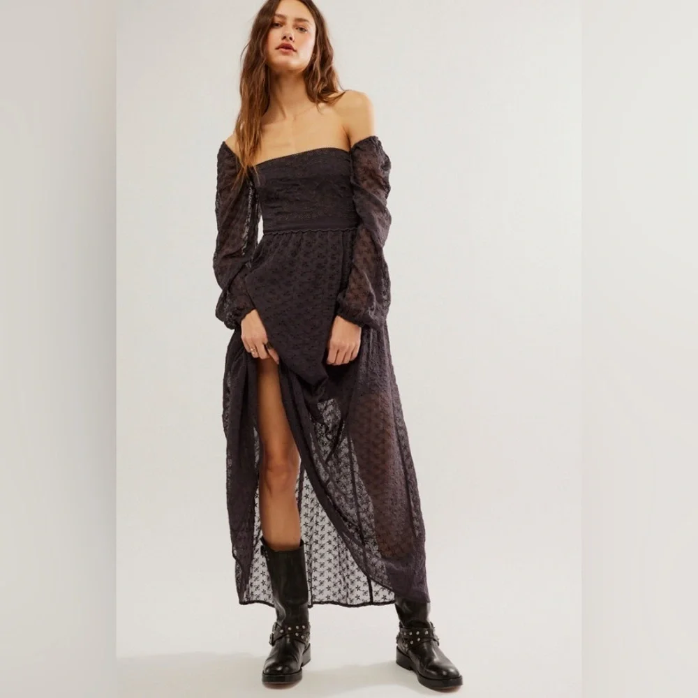 NEW Free People Malina Maxi Dress in Dark Scales - Picture 3 of 16